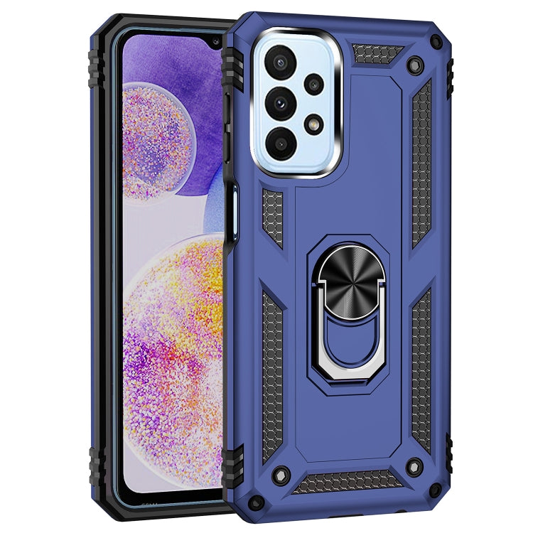 For Samsung Galaxy A23 Shockproof TPU + PC Phone Case with Holder(Blue) - Galaxy Phone Cases by buy2fix | Online Shopping UK | buy2fix