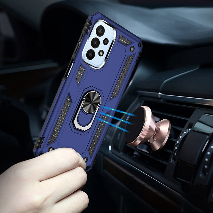 For Samsung Galaxy A23 Shockproof TPU + PC Phone Case with Holder(Blue) - Galaxy Phone Cases by buy2fix | Online Shopping UK | buy2fix