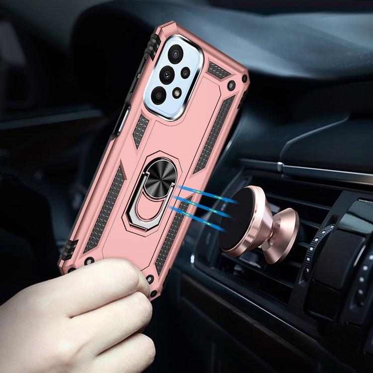 For Samsung Galaxy A23 Shockproof TPU + PC Phone Case with Holder(Rose Gold) - Galaxy Phone Cases by buy2fix | Online Shopping UK | buy2fix