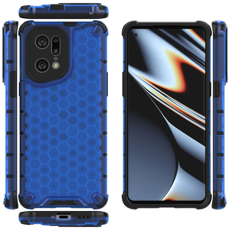 For OPPO Find X5 Pro Shockproof Honeycomb PC + TPU Phone Case(Blue) - OPPO Cases by buy2fix | Online Shopping UK | buy2fix