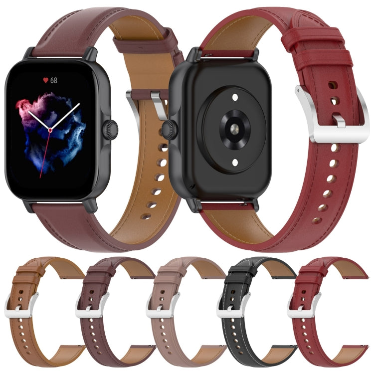 20mm Universal Genuine Leather Watch Band(Dark Pink) - 20mm Bands by buy2fix | Online Shopping UK | buy2fix