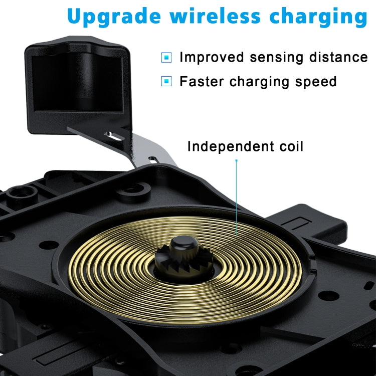 WUPP CS-1288A1 Wireless Charging + Wired Charging One-button Retractable Mobile Phone Stand(Black) - Holder by WUPP | Online Shopping UK | buy2fix