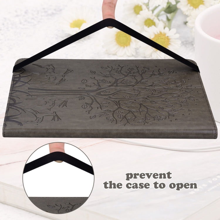 For Xiaomi Pad 5 / 5 Pro Tree & Deer Pattern Pressed Printing Leather Tablet Case with Sleep / Wake-up(Grey) by buy2fix