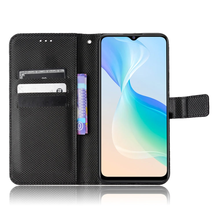 For vivo Y76 5G Diamond Texture Leather Phone Case(Black) - vivo Cases by buy2fix | Online Shopping UK | buy2fix