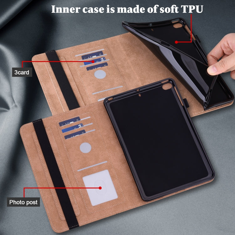 Solid Color Embossed Striped Smart Leather Case For iPad mini 5 / 4 / 3 / 2 / 1(Brown) - iPad Mini 4 & 3 & 2 & 1 Cases by buy2fix | Online Shopping UK | buy2fix