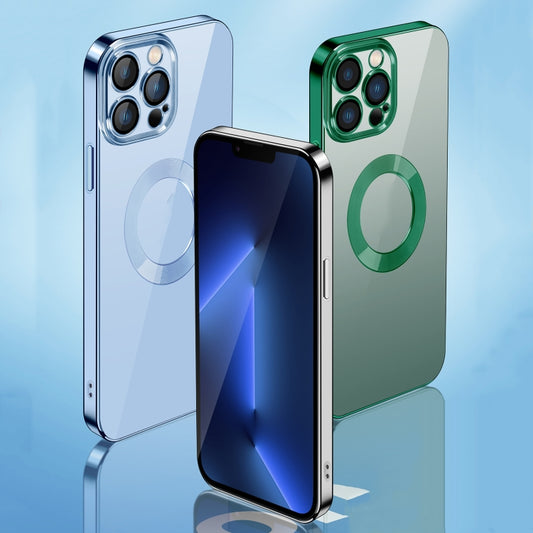 For iPhone 13 Pro Max 9D Electroplated Edge Lens Film Clear PC + TPU Shockproof Case (Blue) by buy2fix