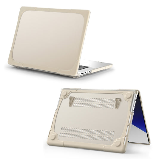 TPU + PC Two-color Anti-fall Laptop Protective Case For MacBook Pro 16.2 inch A2485 2021(Khaki) by buy2fix