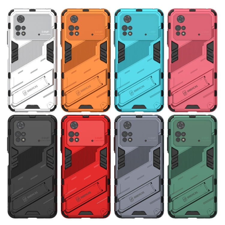 For Xiaomi Poco M4 Pro 4G Punk Armor 2 in 1 PC + TPU Shockproof Phone Case with Invisible Holder(Black) - Xiaomi Cases by buy2fix | Online Shopping UK | buy2fix