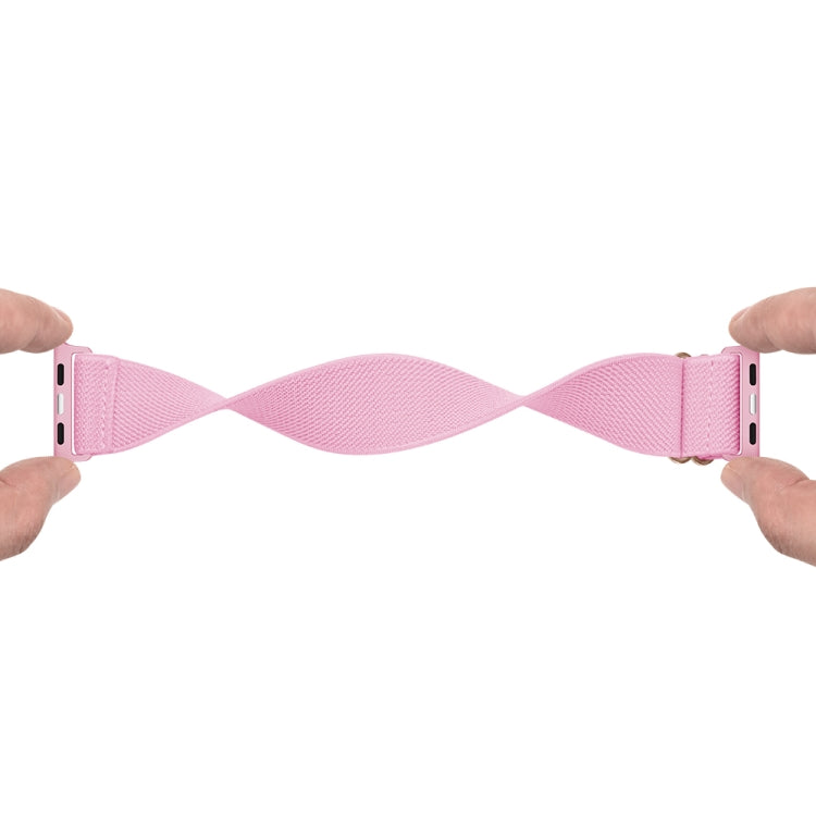 Polyester Nylon Watch Band For Apple Watch Ultra 49mm&Watch Ultra 2 49mm / Series 9&8&7 45mm / SE 3&SE 2&6&SE&5&4 44mm / 3&2&1 42mm(Pink) - Watch Bands by buy2fix | Online Shopping UK | buy2fix