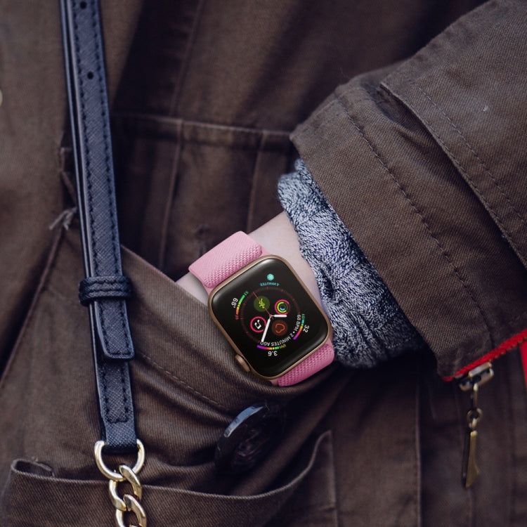 Polyester Nylon Watch Band For Apple Watch Ultra 49mm&Watch Ultra 2 49mm / Series 9&8&7 45mm / SE 3&SE 2&6&SE&5&4 44mm / 3&2&1 42mm(Pink) - Watch Bands by buy2fix | Online Shopping UK | buy2fix