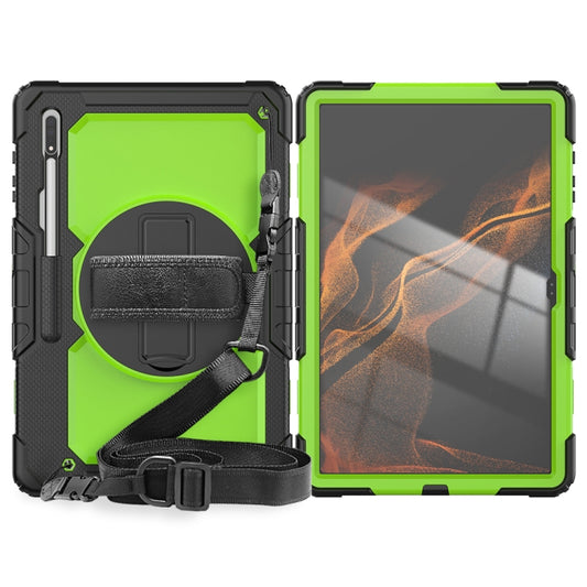 For Samsung Galaxy Tab S8 Ultra 14.6 inch SM-X900 Silicone + PC Tablet Case(Black+Yellow Green) by buy2fix