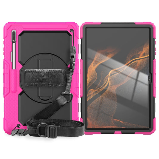 For Samsung Galaxy Tab S8 Ultra 14.6 inch SM-X900 Silicone + PC Tablet Case(Rose Red+Black) by buy2fix