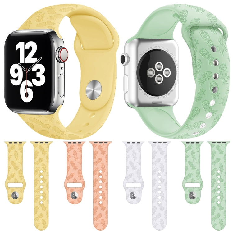 Pineapple Embossing Silicone Watch Band For Apple Watch Series 9&8&7 41mm / SE 3&SE 2&6&SE&5&4 40mm / 3&2&1 38mm(White) by buy2fix