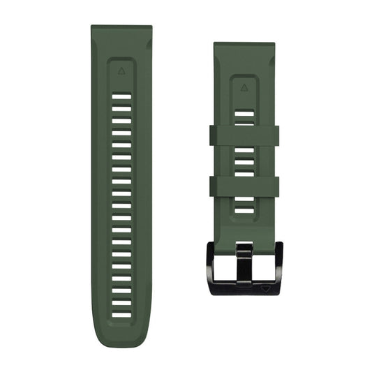 For Garmin Fenix 7 / 6 Pro / 5 Plus 22mm Black Buckle Silicone Watch Band(Army Green) by buy2fix