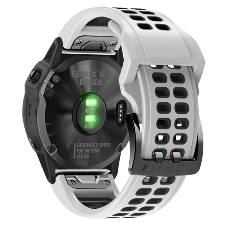 For Garmin Fenix 6X Quick Release Double Row Silicone Watch Band(White Black) by buy2fix