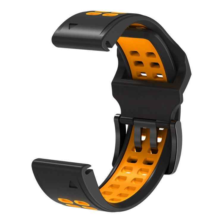 For Garmin Fenix 6X Quick Release Double Row Silicone Watch Band(Black Orange) - Watch Bands by buy2fix | Online Shopping UK | buy2fix