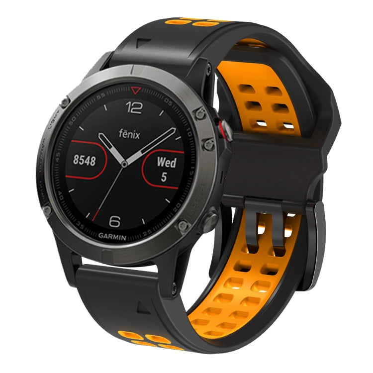 For Garmin Fenix 6X Quick Release Double Row Silicone Watch Band(Black Orange) - Watch Bands by buy2fix | Online Shopping UK | buy2fix
