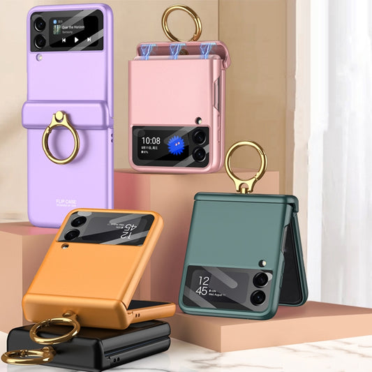 For Samsung Galaxy Z Flip3 5G GKK Magnetic Hinged Flip Case with Ring Holder(Purple) by GKK