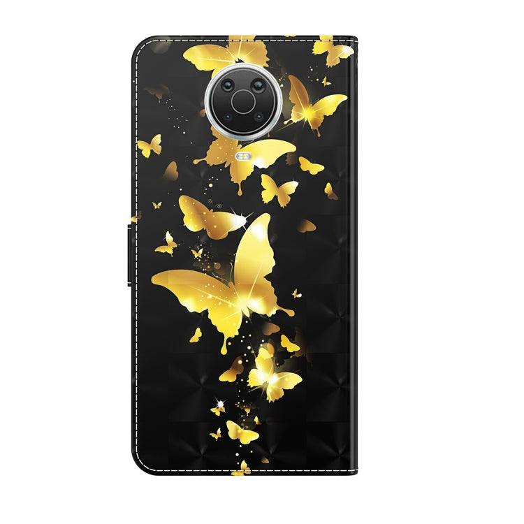 For Nokia G20 / G10 / 6.3 3D Painting Pattern TPU + PU Leather Phone Case(Gold Butterfly) - Nokia Cases by buy2fix | Online Shopping UK | buy2fix