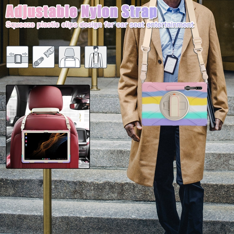 For Samsung Galaxy Tab S8 Ultra X900 Silicone + PC Tablet Protective Case(Colorful Pink) by buy2fix