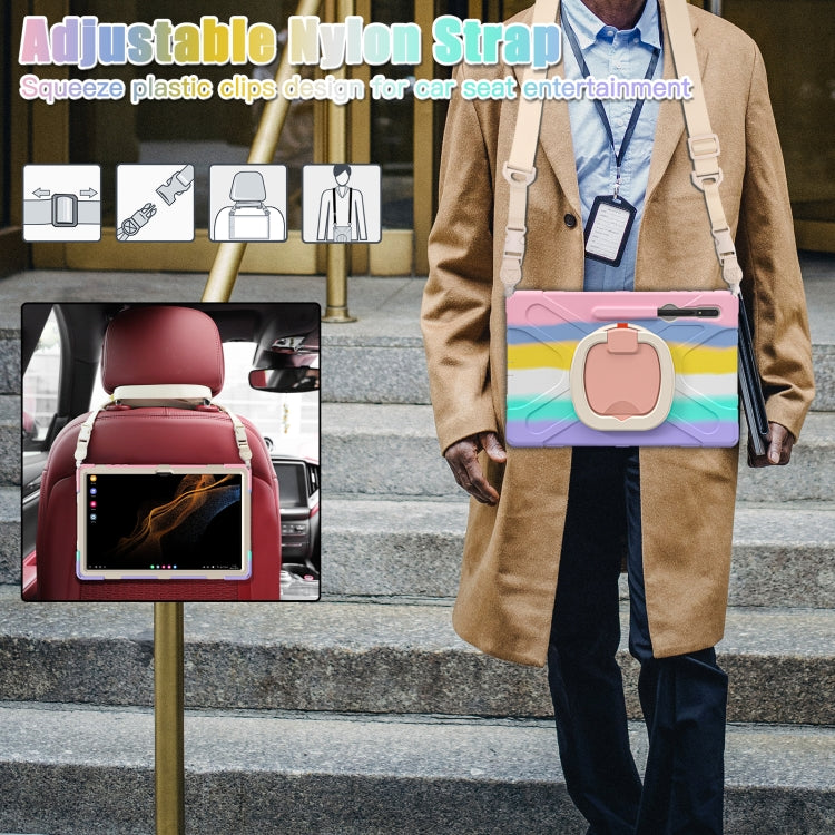 For Samsung Galaxy Tab S8 Ultra X900 Silicone + PC Tablet Protective Case(Colorful Pink) by buy2fix