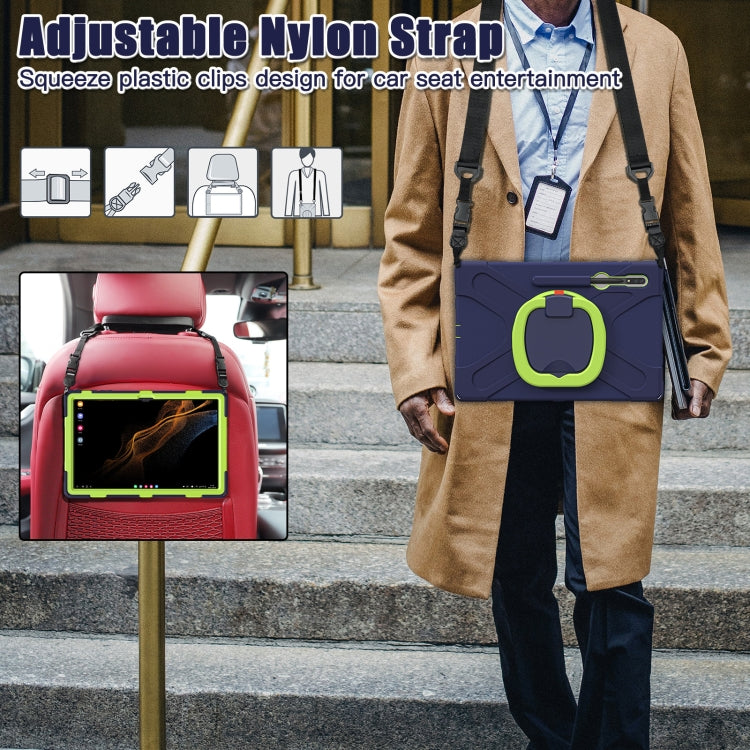 For Samsung Galaxy Tab S8 Ultra X900 Silicone + PC Tablet Protective Case(Navy Blue + Yellow Green) by buy2fix