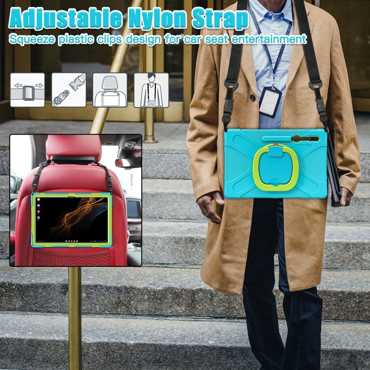 For Samsung Galaxy Tab S8 Ultra X900 Silicone + PC Tablet Protective Case(Light Blue+Yellow Green) by buy2fix