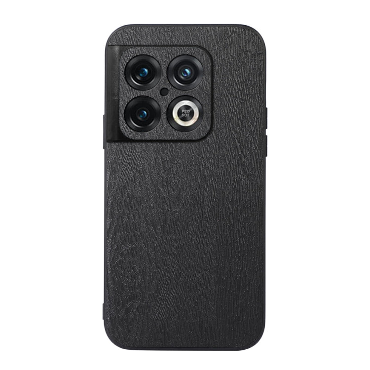 For OnePlus 10 Pro 5G Wood Texture PU Phone Case(Black) - OnePlus Cases by buy2fix | Online Shopping UK | buy2fix