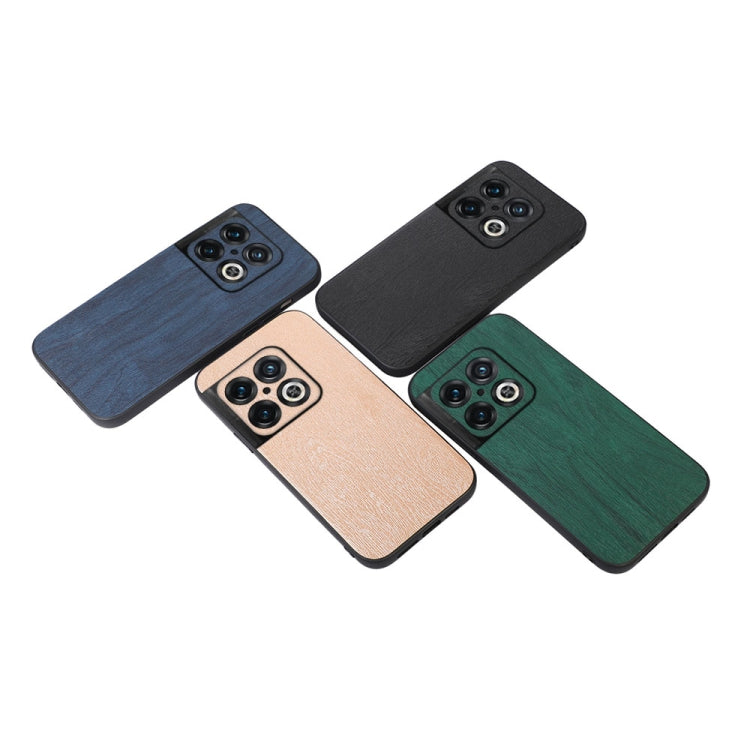 For OnePlus 10 Pro 5G Wood Texture PU Phone Case(Black) - OnePlus Cases by buy2fix | Online Shopping UK | buy2fix