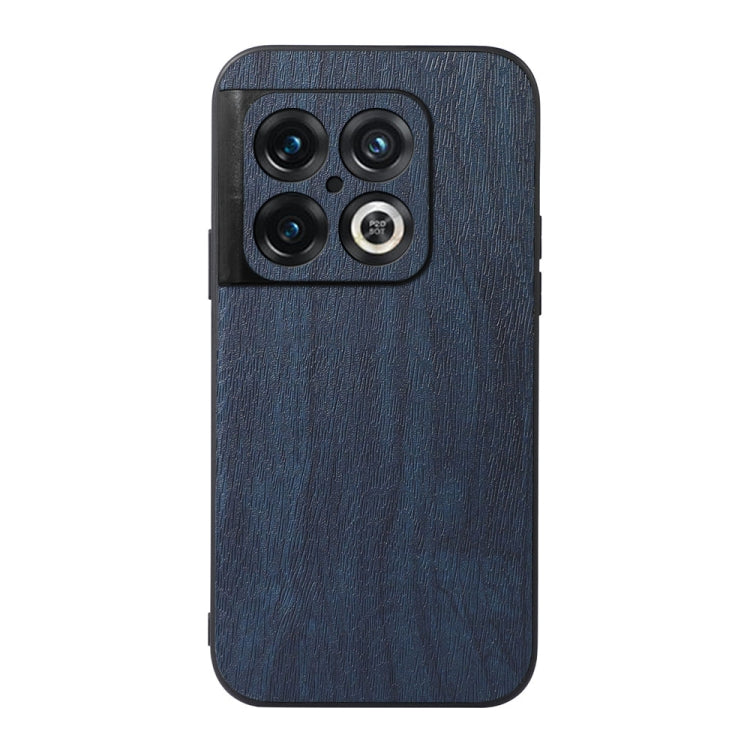 For OnePlus 10 Pro 5G Wood Texture PU Phone Case(Blue) - OnePlus Cases by buy2fix | Online Shopping UK | buy2fix