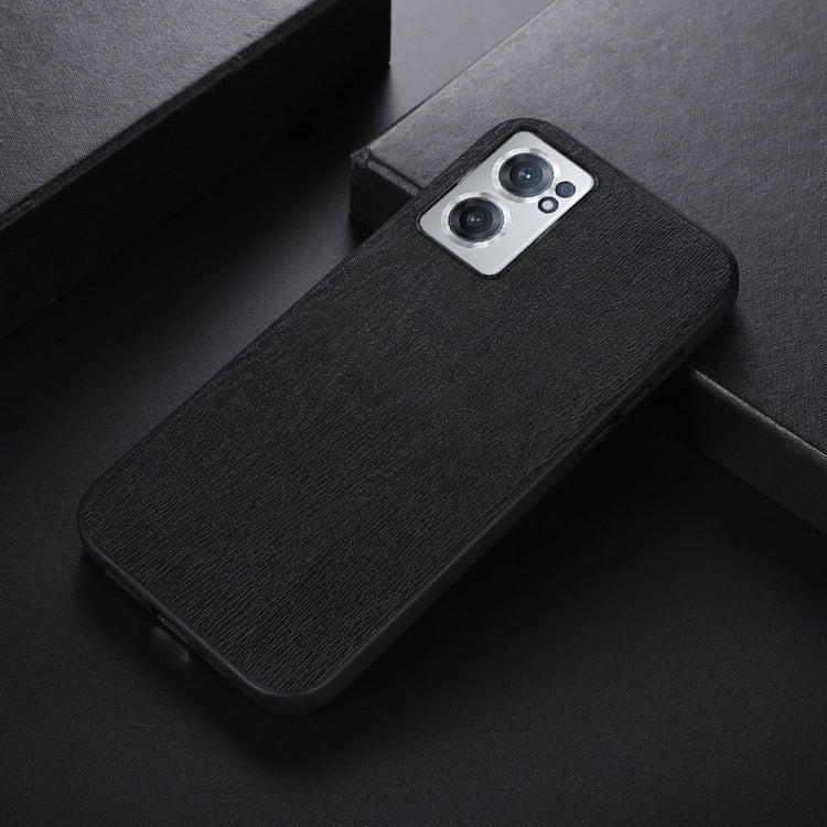 For OnePlus Nord CE 2 5G Wood Texture PU Phone Case(Black) - OnePlus Cases by buy2fix | Online Shopping UK | buy2fix