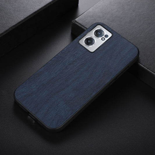 For OnePlus Nord CE 2 5G Wood Texture PU Phone Case(Blue) by buy2fix