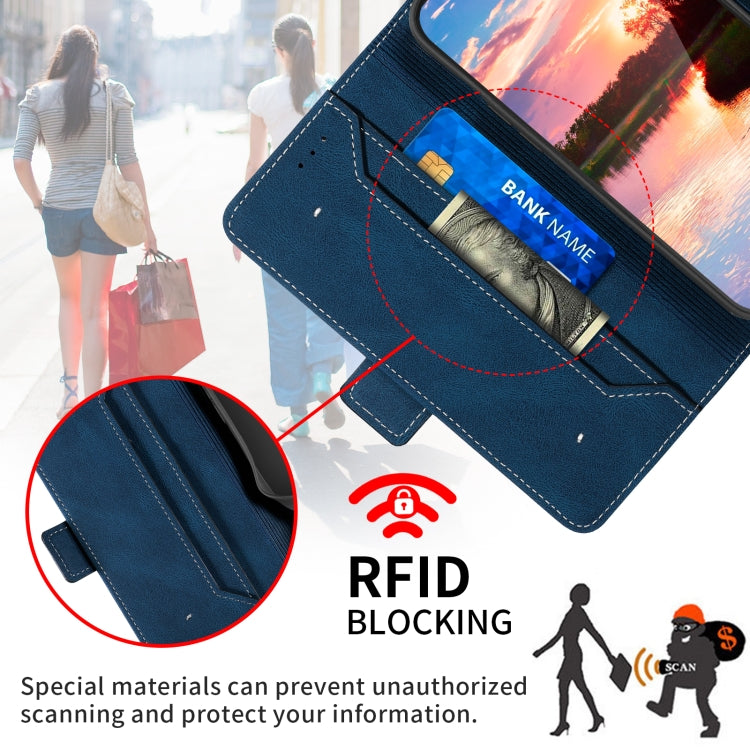 For OPPO A54 5G / A74 5G Stitching Side-Magnetic RFID Leather Phone Case(Royal Blue) by buy2fix