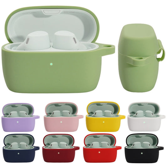 Solid Color Silicone Earphone Protective Case For Jabra Elite 4(Matcha Green) by buy2fix