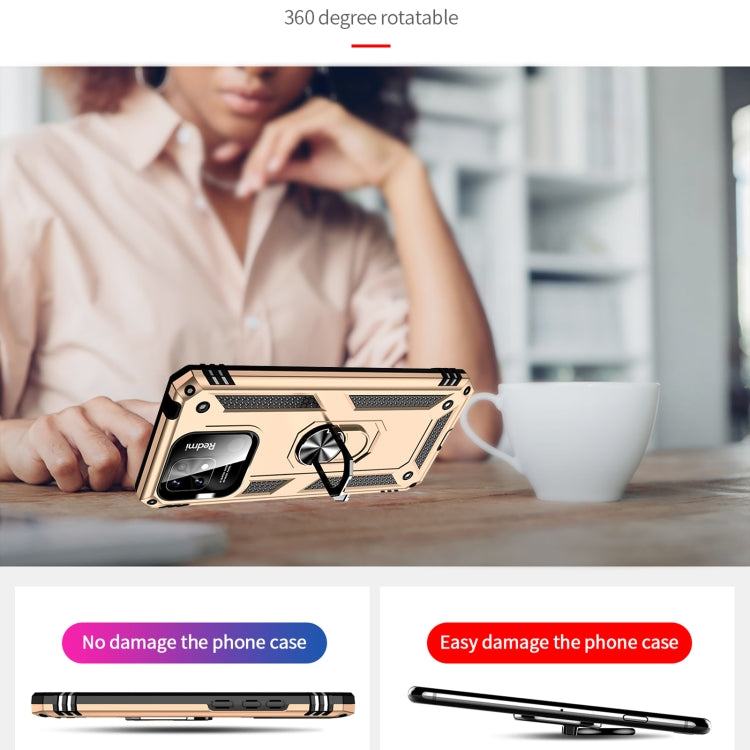For Xiaomi Redmi 10C Shockproof TPU + PC Phone Case with 360 Degree Rotating Holder(Gold) by buy2fix