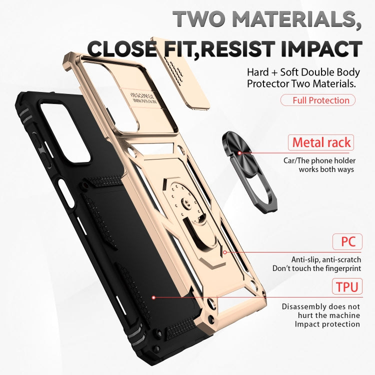 For Samsung Galaxy A23 Sliding Camshield Holder Phone Case(Gold) - Galaxy Phone Cases by buy2fix | Online Shopping UK | buy2fix