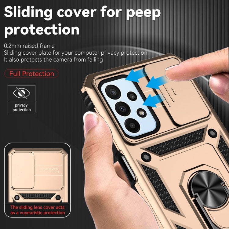For Samsung Galaxy A23 Sliding Camshield Holder Phone Case(Gold) - Galaxy Phone Cases by buy2fix | Online Shopping UK | buy2fix
