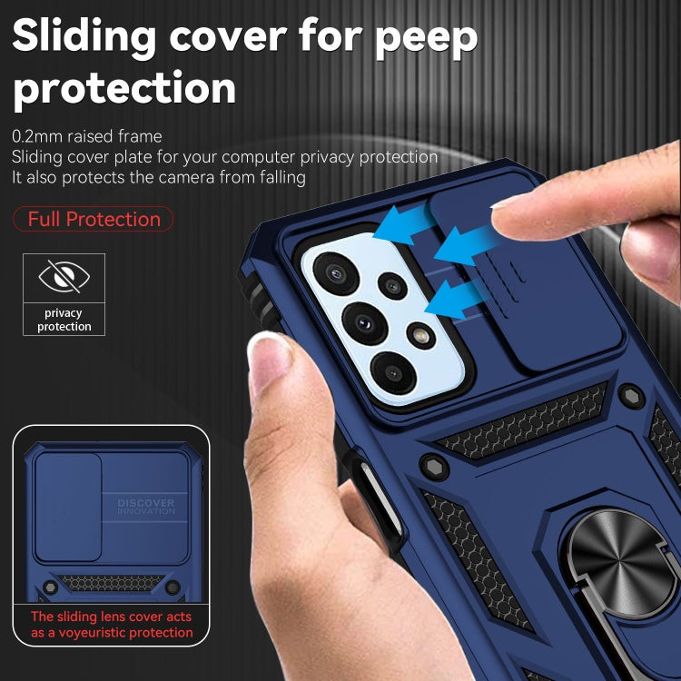 For Samsung Galaxy A23 Sliding Camshield Holder Phone Case(Blue) by buy2fix