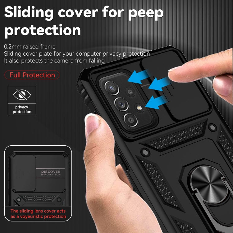 For Samsung Galaxy A73 5G Sliding Camshield Holder Phone Case(Black) - Galaxy Phone Cases by buy2fix | Online Shopping UK | buy2fix