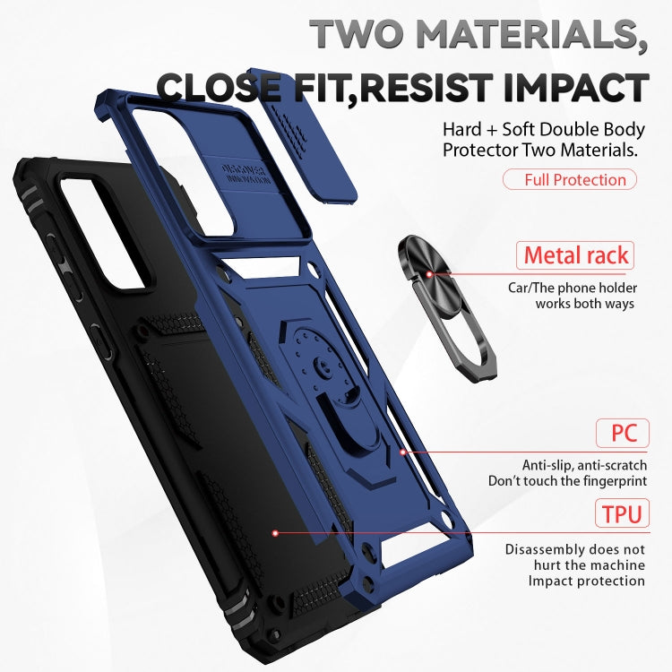 For Samsung Galaxy A73 5G Sliding Camshield Holder Phone Case(Blue) - Galaxy Phone Cases by buy2fix | Online Shopping UK | buy2fix