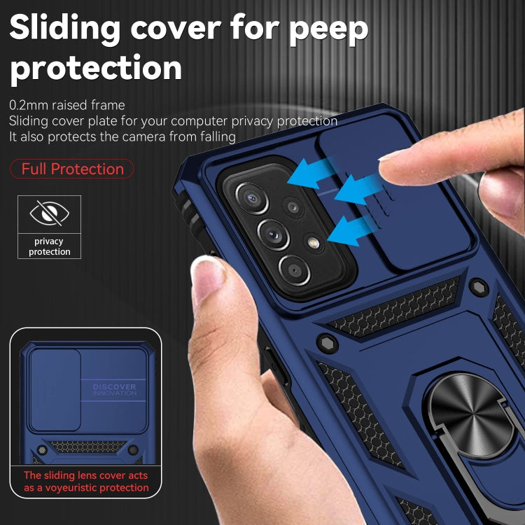 For Samsung Galaxy A73 5G Sliding Camshield Holder Phone Case(Blue) - Galaxy Phone Cases by buy2fix | Online Shopping UK | buy2fix