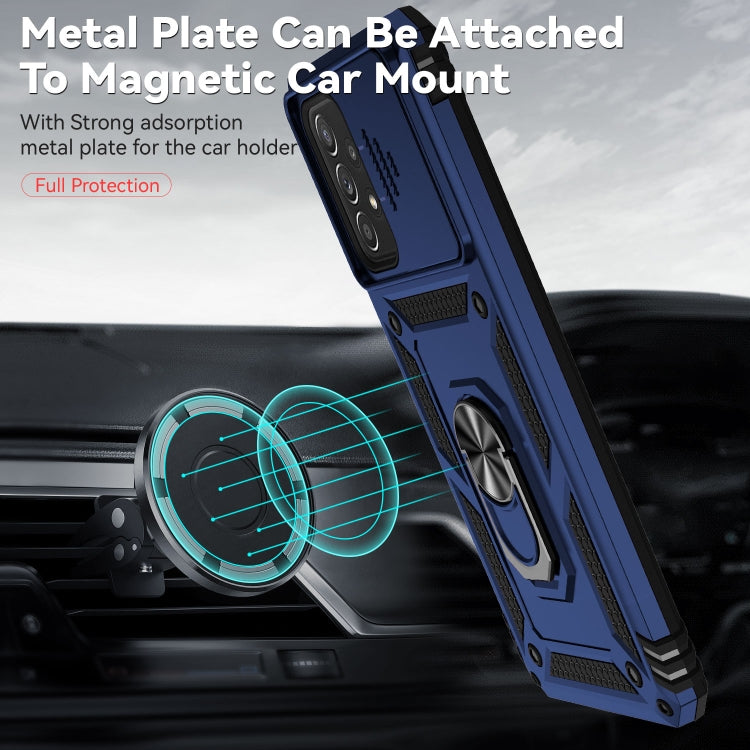 For Samsung Galaxy A73 5G Sliding Camshield Holder Phone Case(Blue) - Galaxy Phone Cases by buy2fix | Online Shopping UK | buy2fix