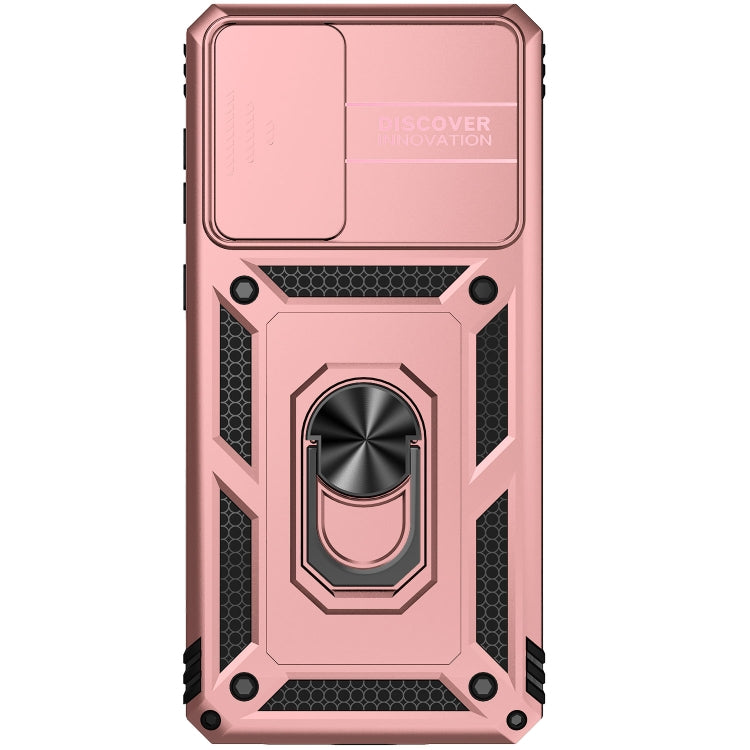 For Samsung Galaxy A73 5G Sliding Camshield Holder Phone Case(Rose Gold) - Galaxy Phone Cases by buy2fix | Online Shopping UK | buy2fix