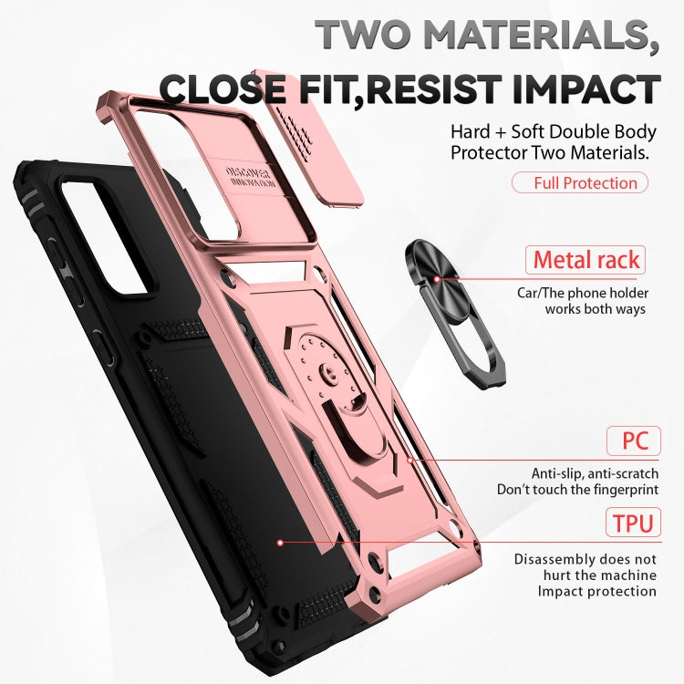For Samsung Galaxy A73 5G Sliding Camshield Holder Phone Case(Rose Gold) - Galaxy Phone Cases by buy2fix | Online Shopping UK | buy2fix