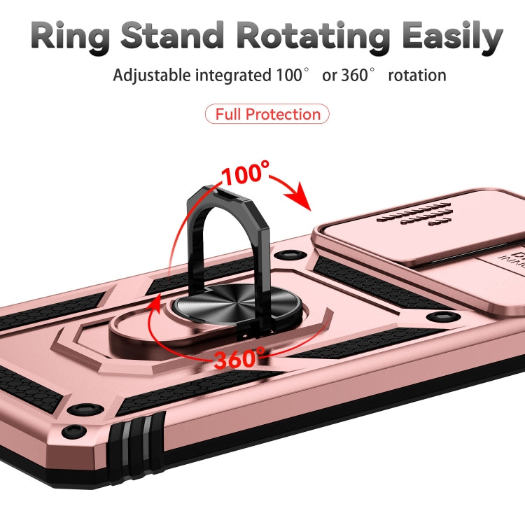For Samsung Galaxy A73 5G Sliding Camshield Holder Phone Case(Rose Gold) - Galaxy Phone Cases by buy2fix | Online Shopping UK | buy2fix