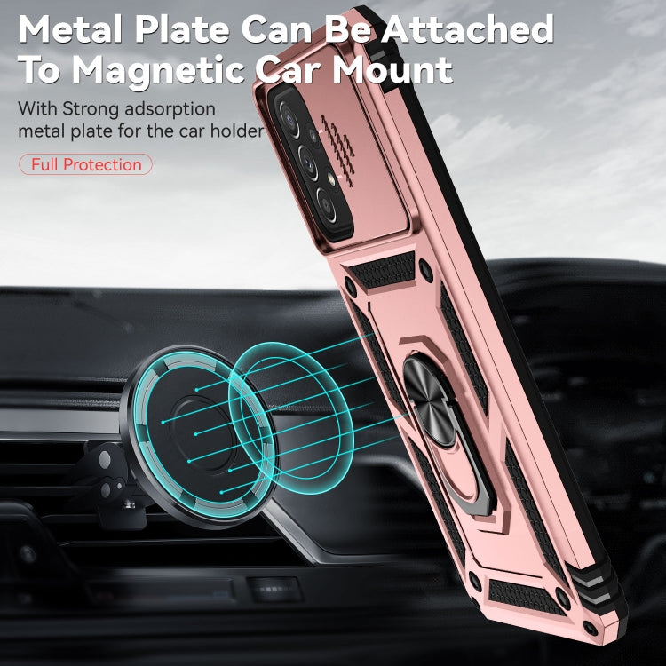 For Samsung Galaxy A73 5G Sliding Camshield Holder Phone Case(Rose Gold) - Galaxy Phone Cases by buy2fix | Online Shopping UK | buy2fix