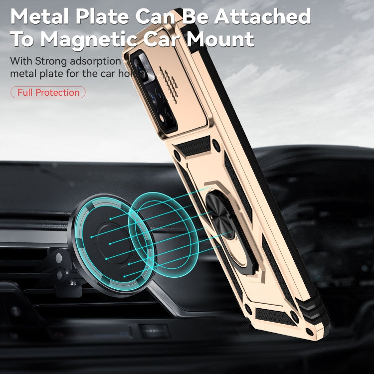 For Xiaomi Redmi Note 11 Pro Global Sliding Camshield Holder Phone Case(Gold) by buy2fix