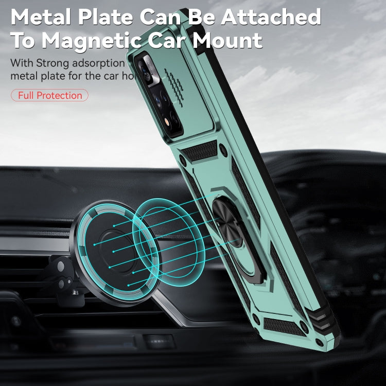 For Xiaomi Redmi Note 11 Pro Global Sliding Camshield Holder Phone Case(Dark Green) by buy2fix