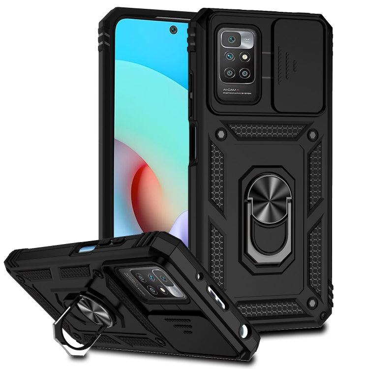 For Xiaomi Redmi 10 Sliding Camshield Holder Phone Case(Black) - Xiaomi Cases by buy2fix | Online Shopping UK | buy2fix