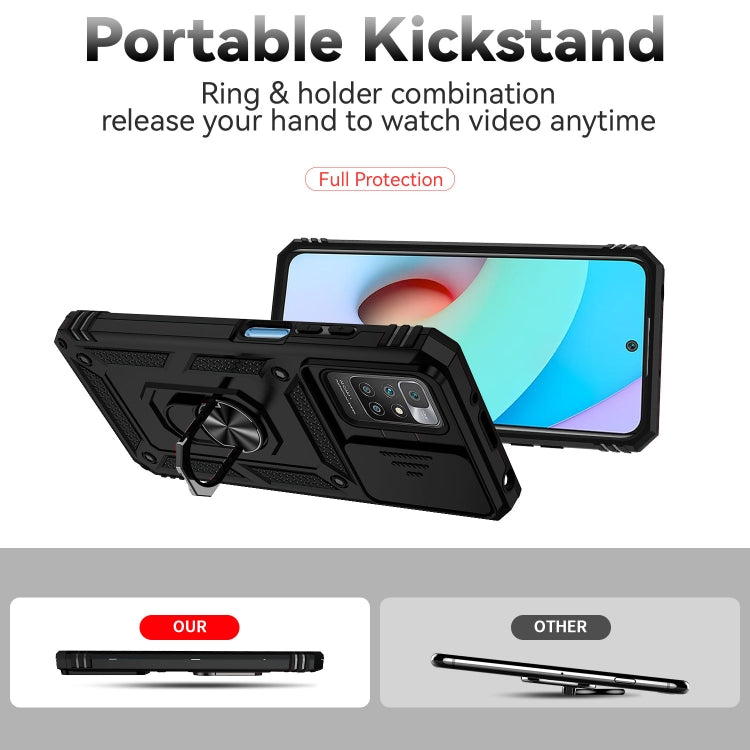 For Xiaomi Redmi 10 Sliding Camshield Holder Phone Case(Black) - Xiaomi Cases by buy2fix | Online Shopping UK | buy2fix